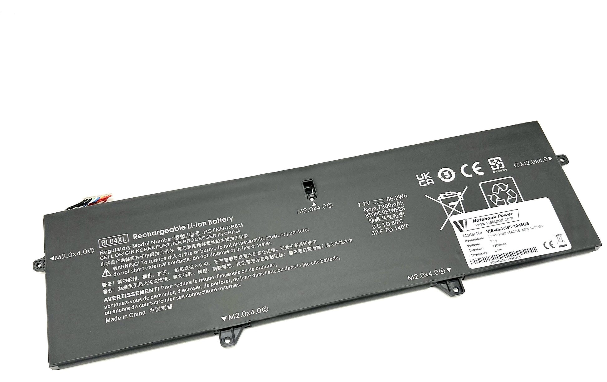 Vistaport Notebook-Akku – für HP 1040 G5–G6, HP X360 1040 G5–G6 – 56 Wh, 7,7 V – Schwarz