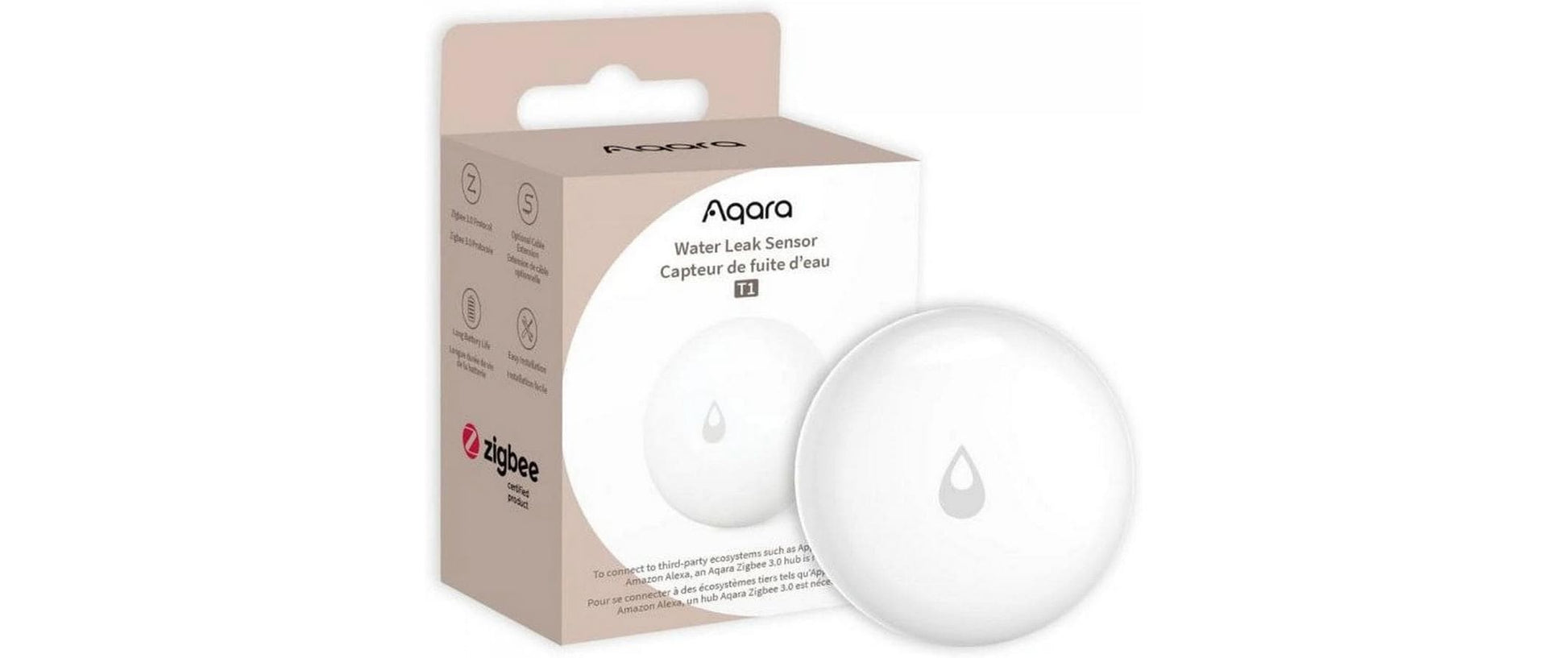Aqara T1 – Wassermelder/Leckagesensor, WLAN, IP67, CR2032 (24 Monate) – Weiss, für Aqara Home
