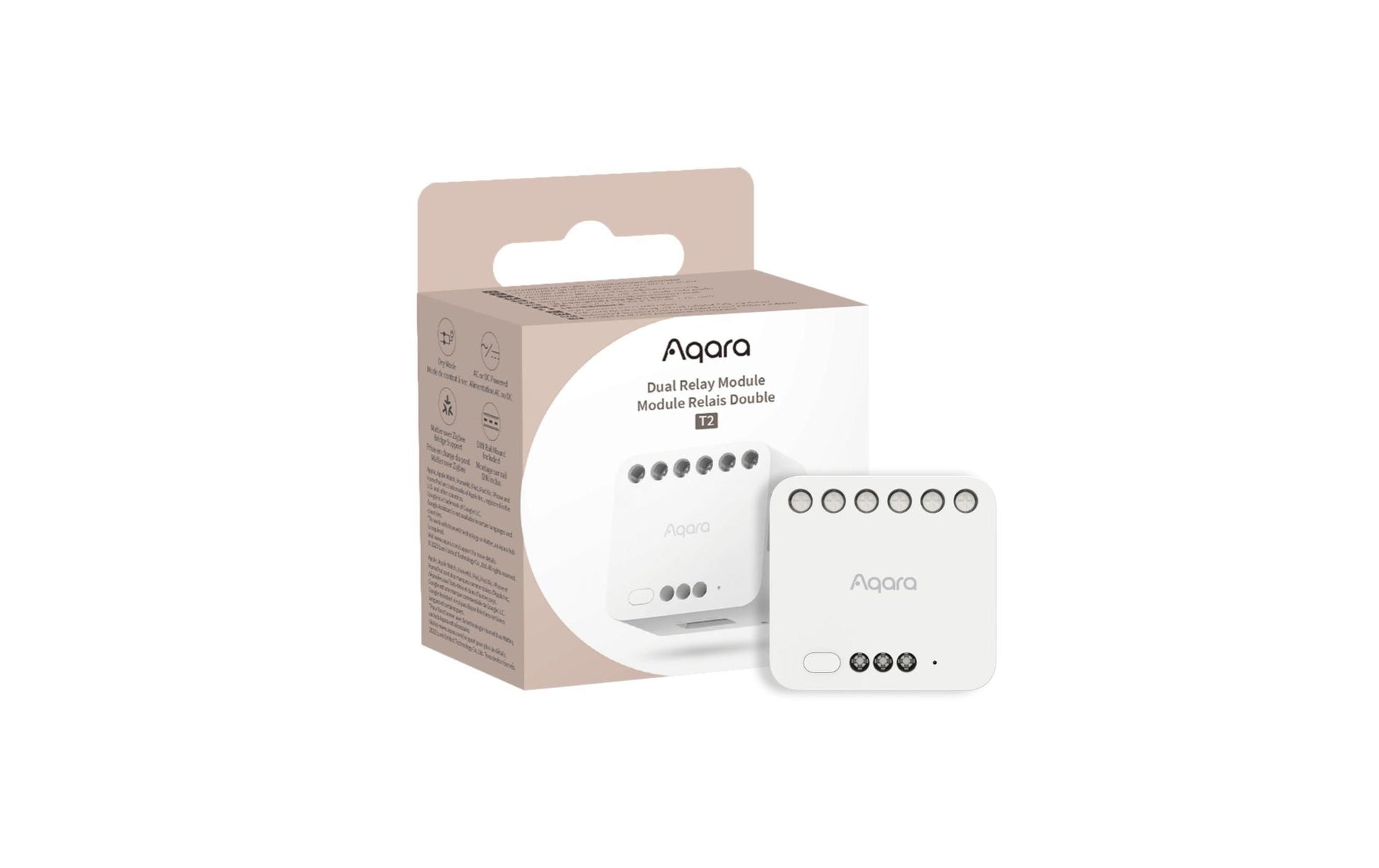 Aqara T2 Dual – Zubehör – 2 Kanäle, Zigbee, 10 A – für Apple HomeKit, Amazon Alexa, Google Assistant