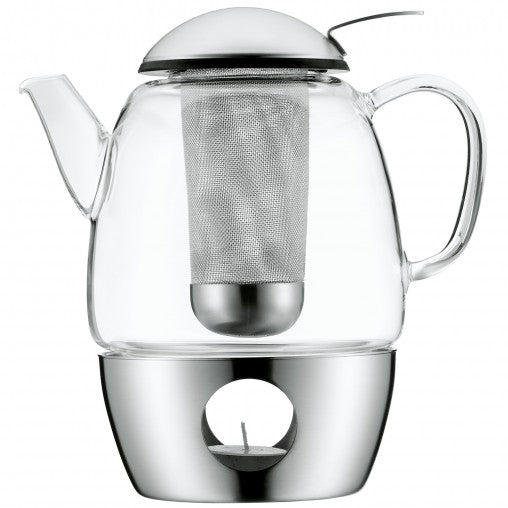 WMF SmarTea Tee-Set – 1 l, Glas, Silber, spülmaschinenfest, Edelstahlfilter