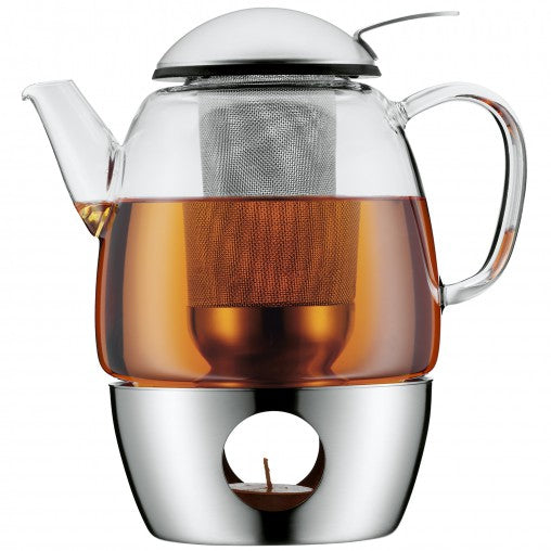 WMF SmarTea Tee-Set – 1 l, Glas, Silber, spülmaschinenfest, Edelstahlfilter
