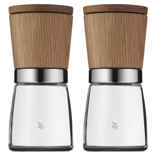 WMF Ceramill Nature Gewürzmühlen-Set – Keramikmahlwerk, stufenlos einstellbar – Glas & Holz – 2-teilig