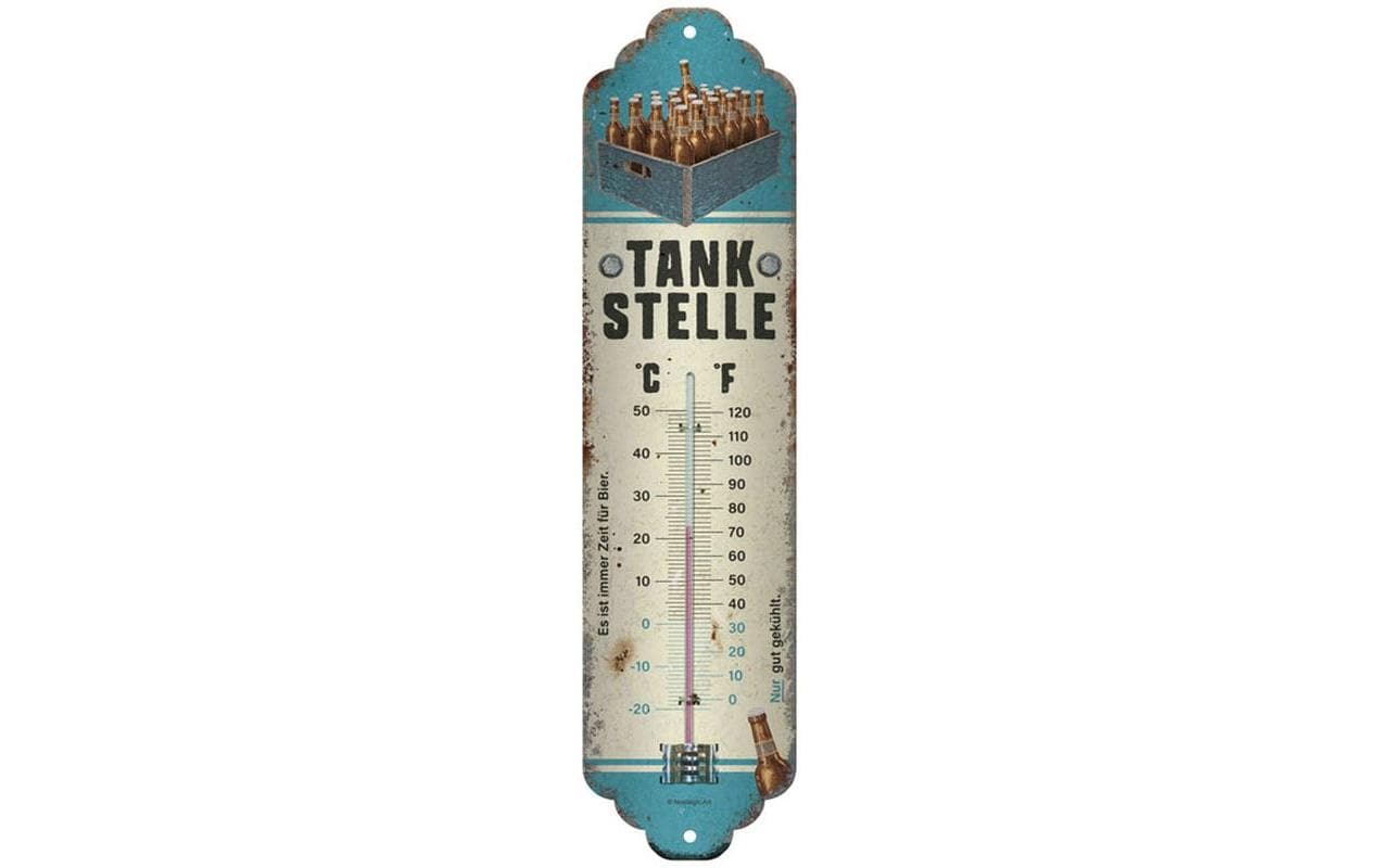 Nostalgic Art Tankstelle Bier – Thermometer, Analog, für Innen – Mehrfarbig