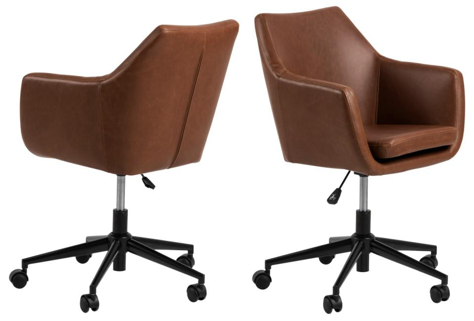 AC Design Nora Bürostuhl – Kunstleder – Braun, gepolsterte Armlehnen