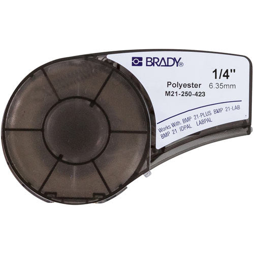Brady BMP21 Schriftband – Schwarz auf Weiss – 6,35 mm × 6,4 m – Polyester – für Brady BMP21/M210/M211