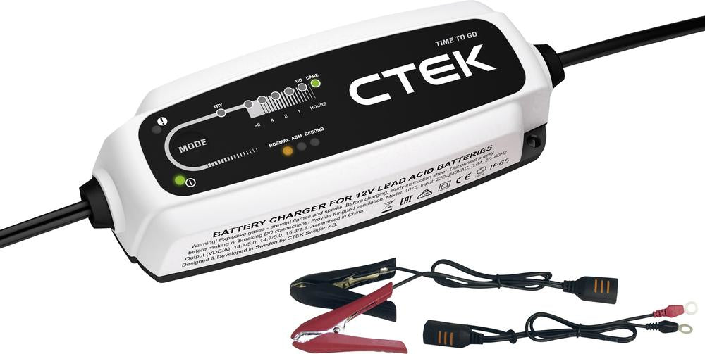 CTEK CT5 Time To Go Ladegerät 12 V 5 A – 20–160 Ah, 5-Stufen, IP65, für Blei (Pb)