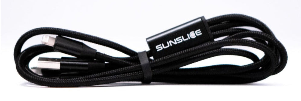 Sunslice Multi-Kabel – 3-in-1 USB-A auf USB-C/Micro-USB/Lightning 1 m, PD 12 W, Schwarz – für iPhone/Android