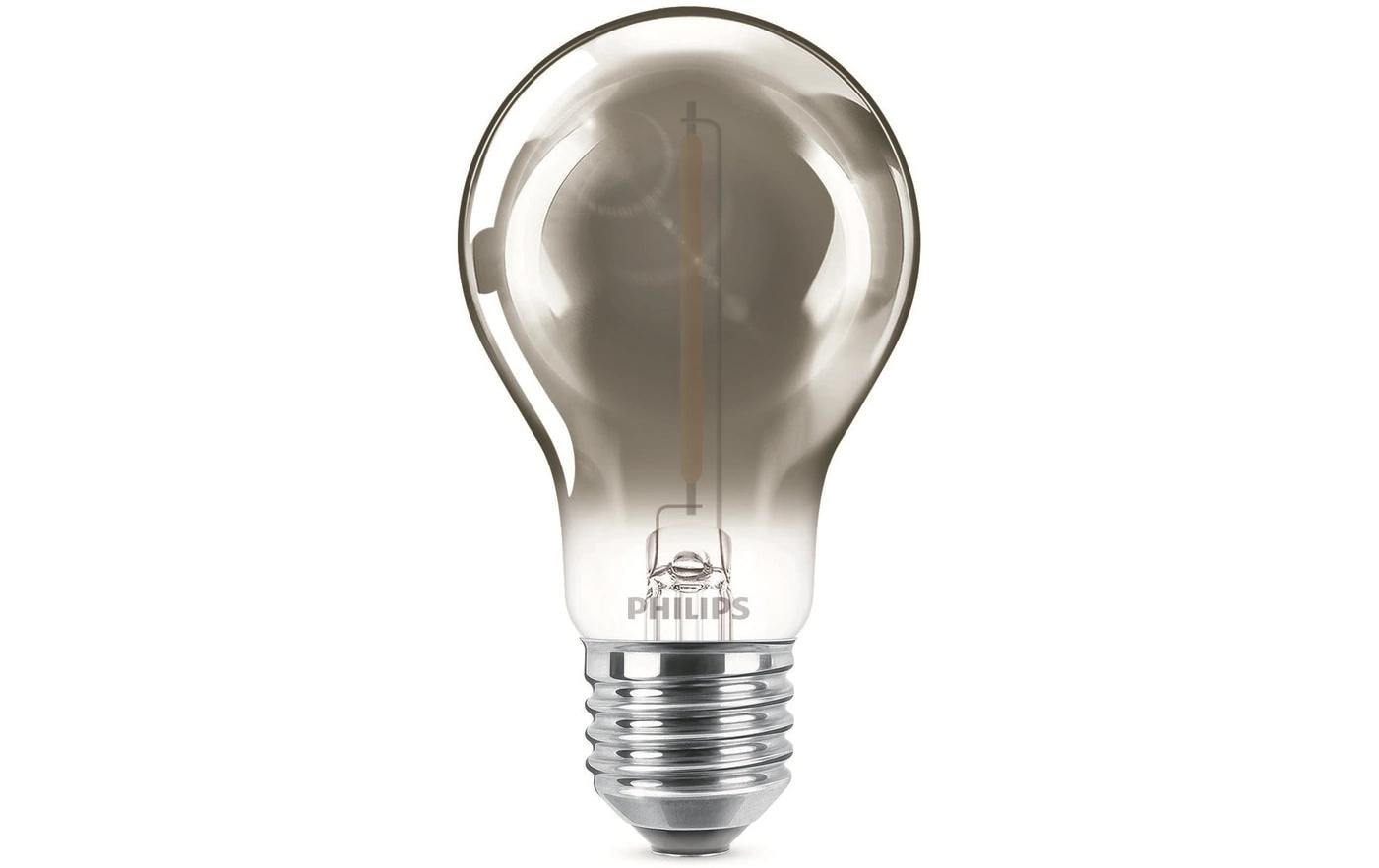 Philips by Signify Philips Leuchtmittel E27 A-Form – Warmweiss 1800 K, 136 lm, 2,3 W – IP20 – 1 Stk. – Rauchglas – LEDclassic