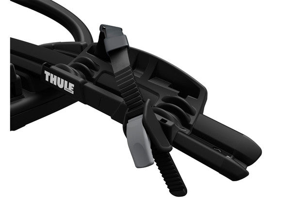 Thule Dach-Fahrradträger ProRide 598 – für SquareBar Evo – bis 20 kg, bis 3" Reifen – schwarz