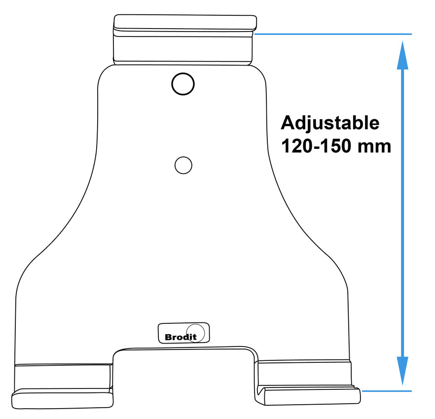 Brodit Auto-Halterung – Auto – 120–150 mm Gerätehöhe – drehbar, neigbar – Schwarz
