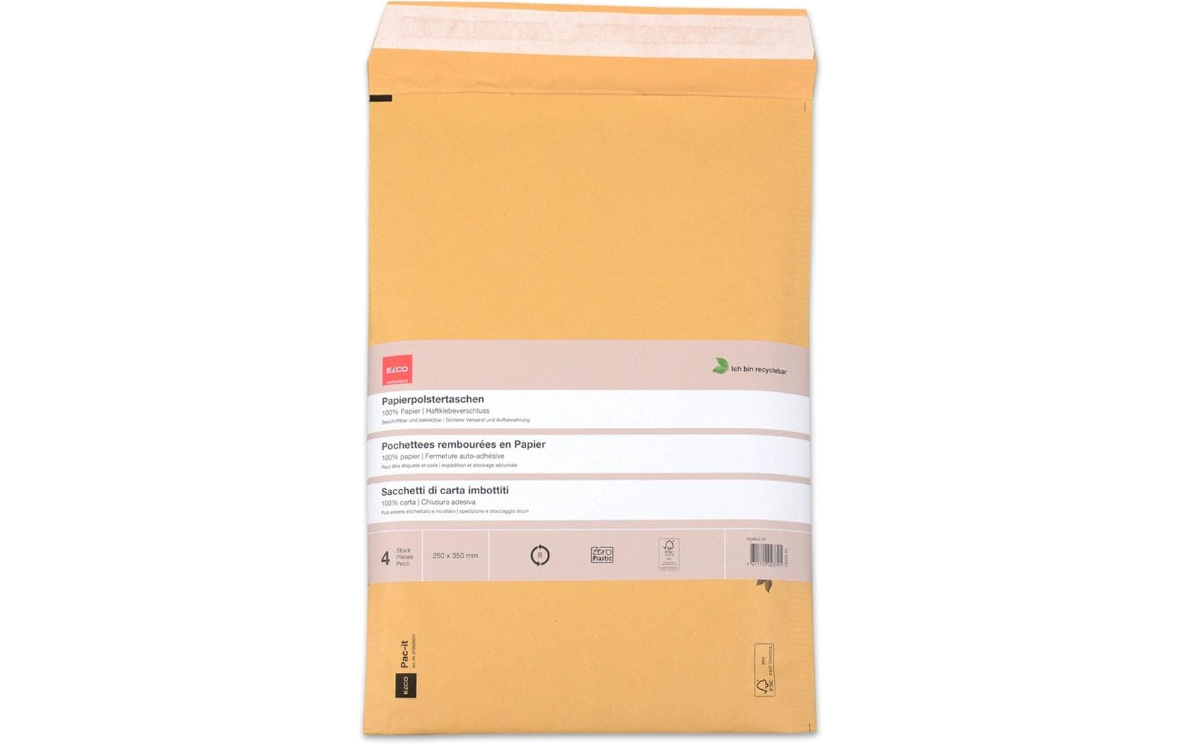 Elco Seitenfaltentasche – 250 × 350 mm, selbstklebend, Papier, braun – 40 Stk.