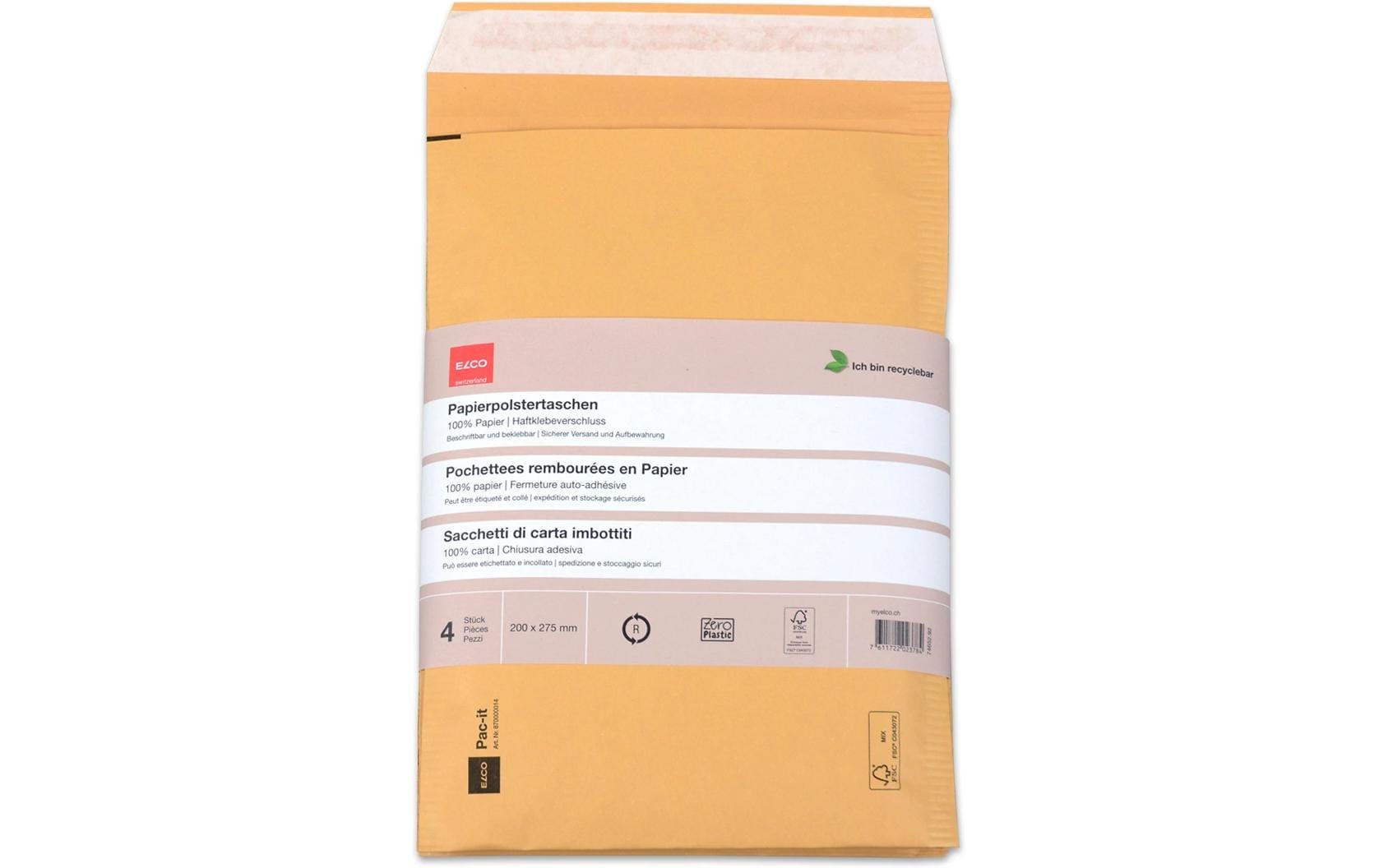 Elco Luftpolstertasche – 200 × 275 mm, braun, selbstklebend – 4 Stück