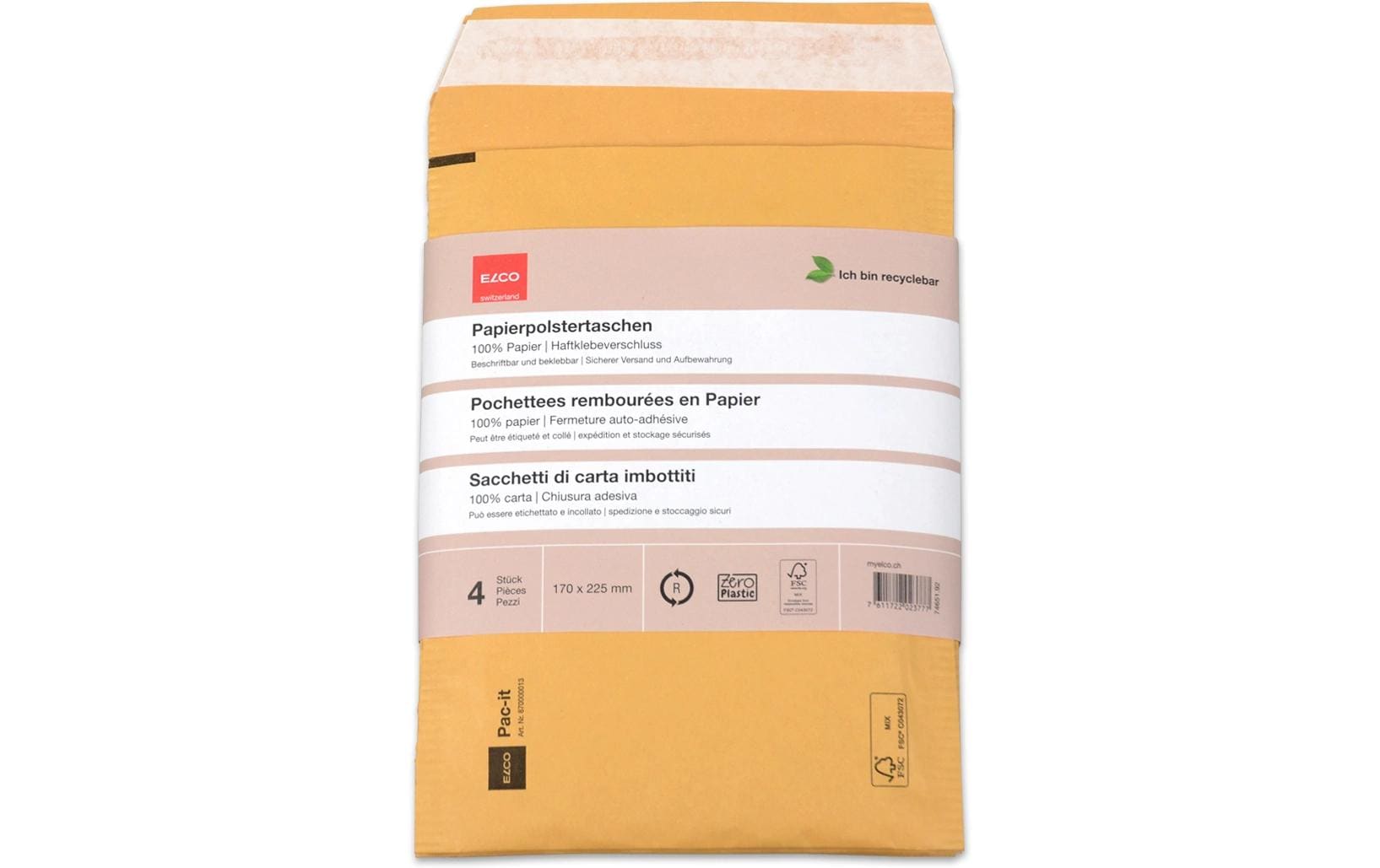 Elco Luftpolstertasche – 170 × 225 mm, braun, selbstklebend – 4 Stück