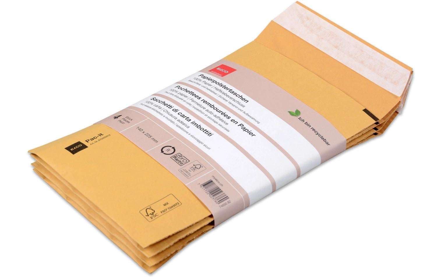 Elco Seitenfaltentasche – 140 × 225 mm, selbstklebend, Papier, braun – 40 Stk.