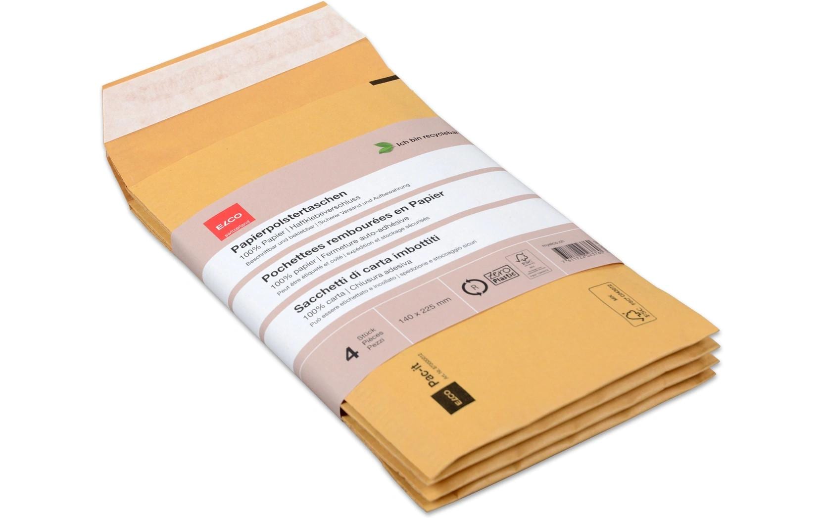 Elco Seitenfaltentasche – 140 × 225 mm, selbstklebend, Papier, braun – 40 Stk.