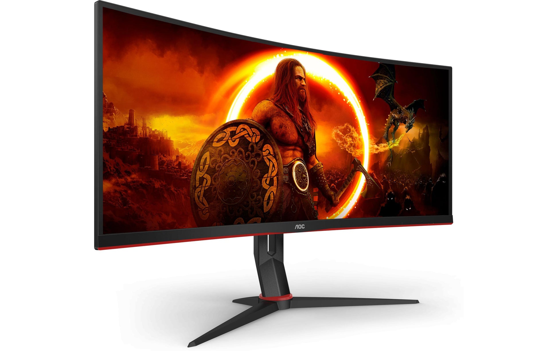 AOC CU34G2XP/BK – Monitor, 34" 3440 × 1440 (UWQHD), VA, 180 Hz, Gebogen, Adaptive Sync, VESA 100 × 100, Rot