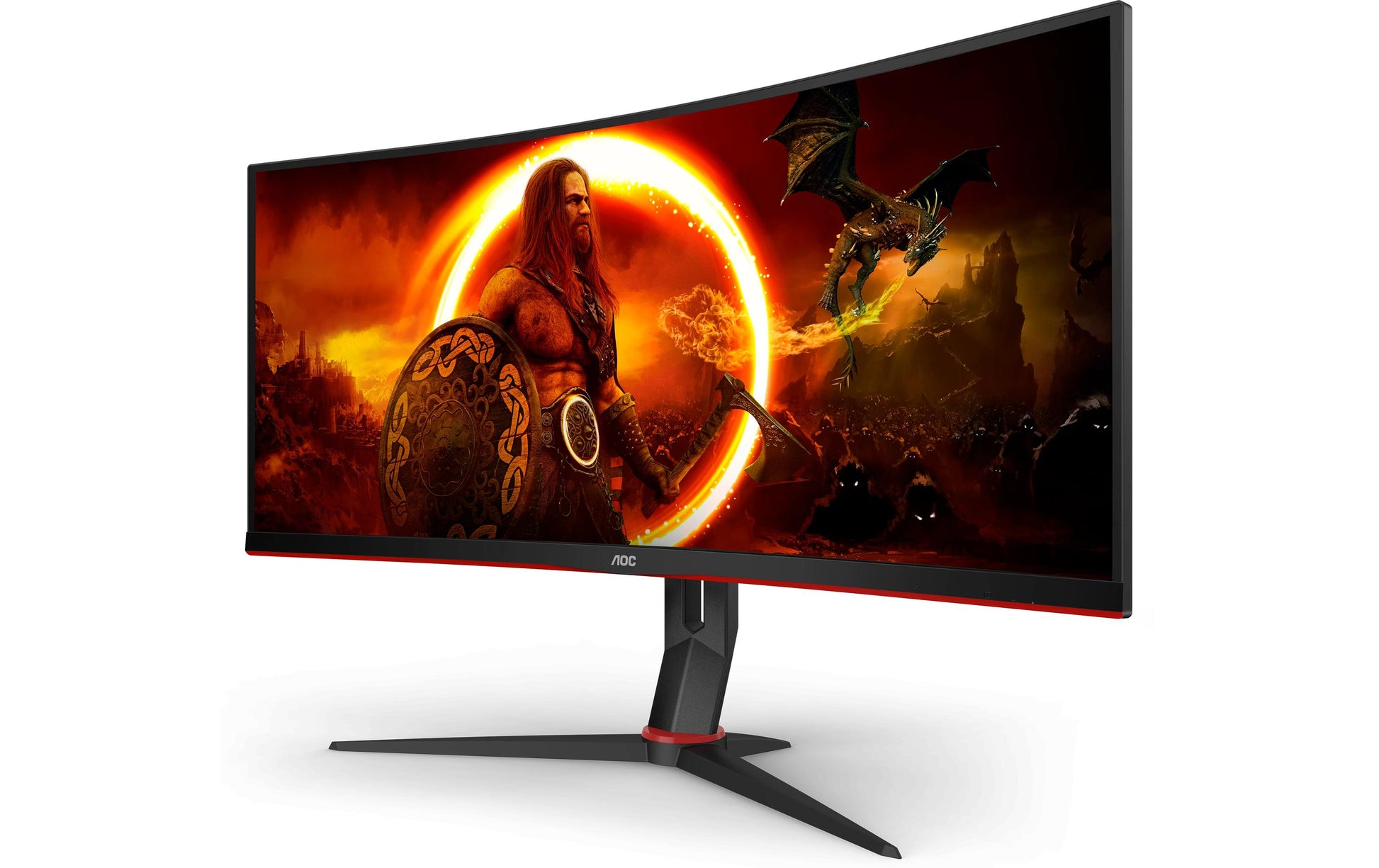 AOC CU34G2XP/BK – Monitor, 34" 3440 × 1440 (UWQHD), VA, 180 Hz, Gebogen, Adaptive Sync, VESA 100 × 100, Rot