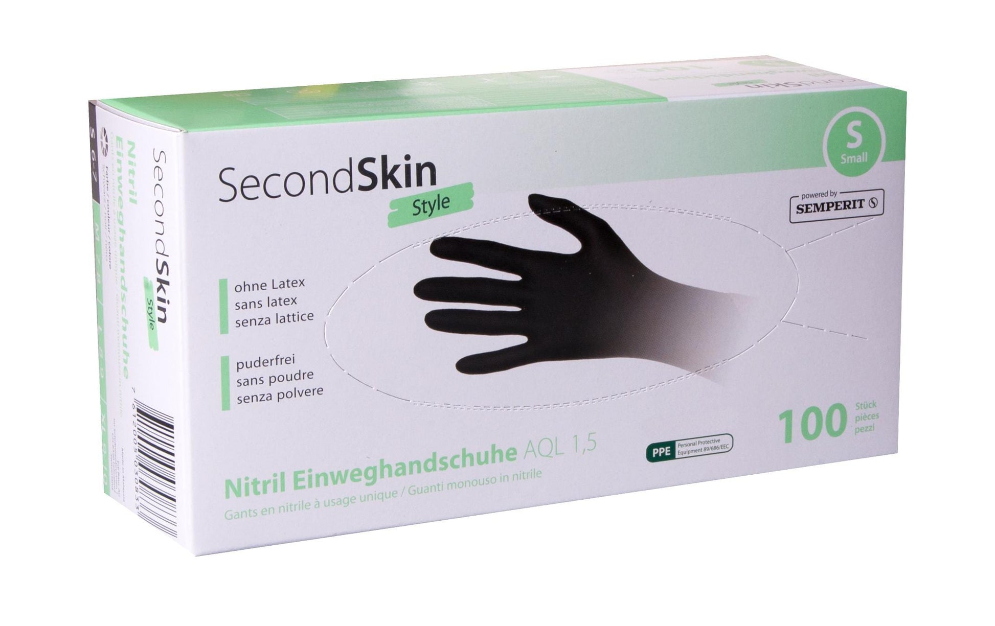 Secondskin Einweghandschuhe Nitril – Grösse S – Schwarz