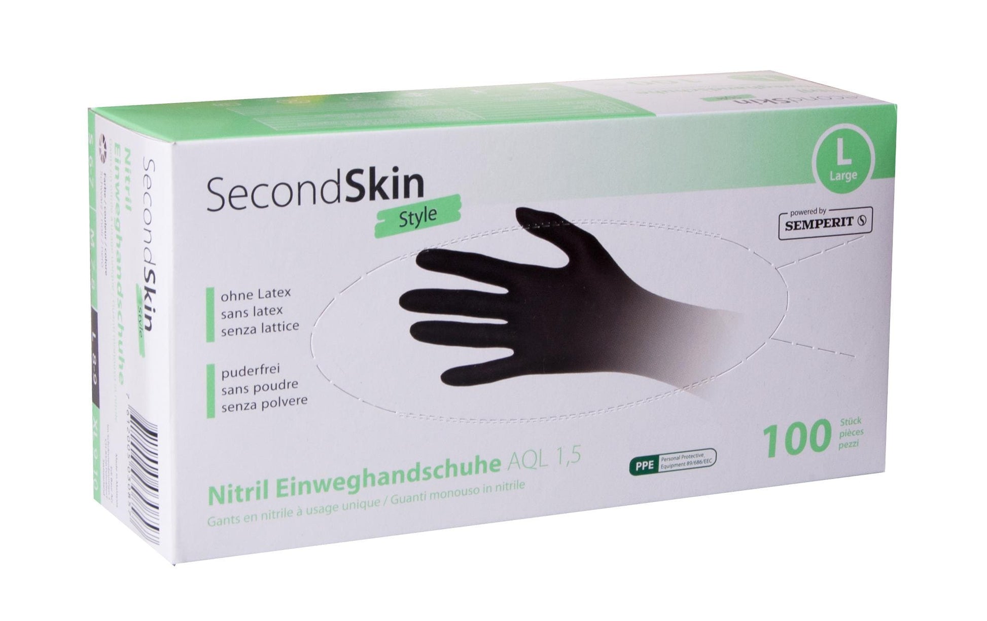 Secondskin Einweghandschuhe Nitril – L – Schwarz