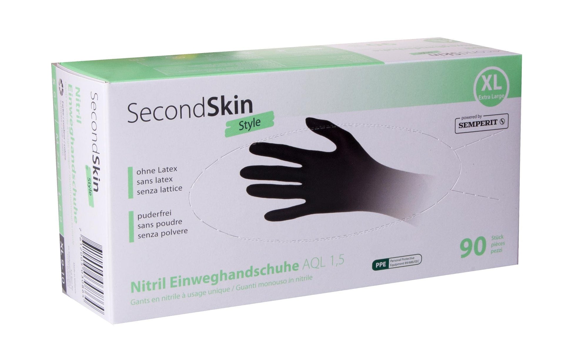 Secondskin Einweghandschuhe Nitril – XL – Schwarz