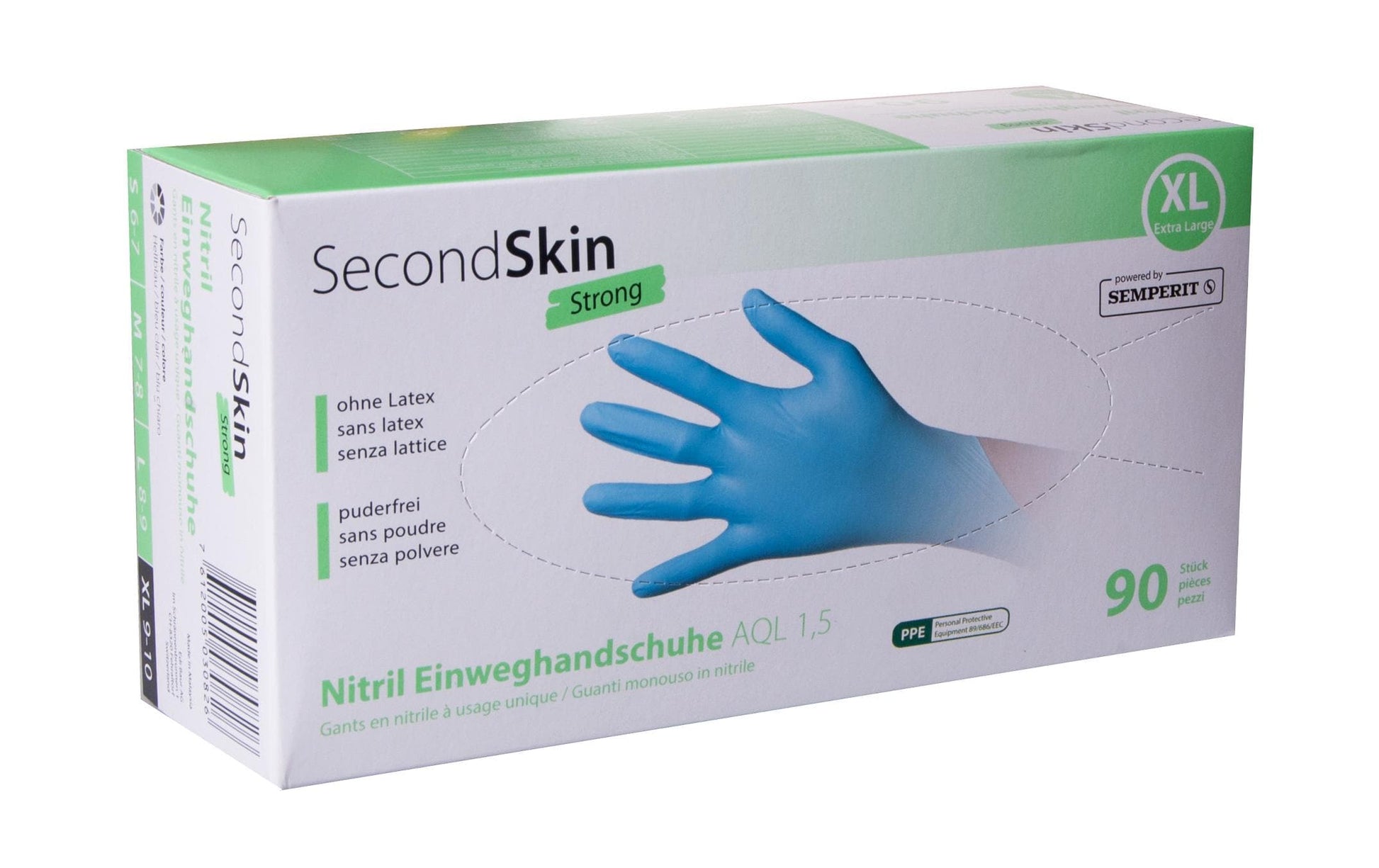 Secondskin Einweghandschuhe Nitril – XL – Blau, EN 420, EN ISO 374-1/4/5, ASTM D6319