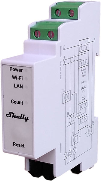 Shelly Pro 3EM – Energiezähler – 3-Phasen, 63 A, 3 CT, LAN/WLAN, DIN-Schiene