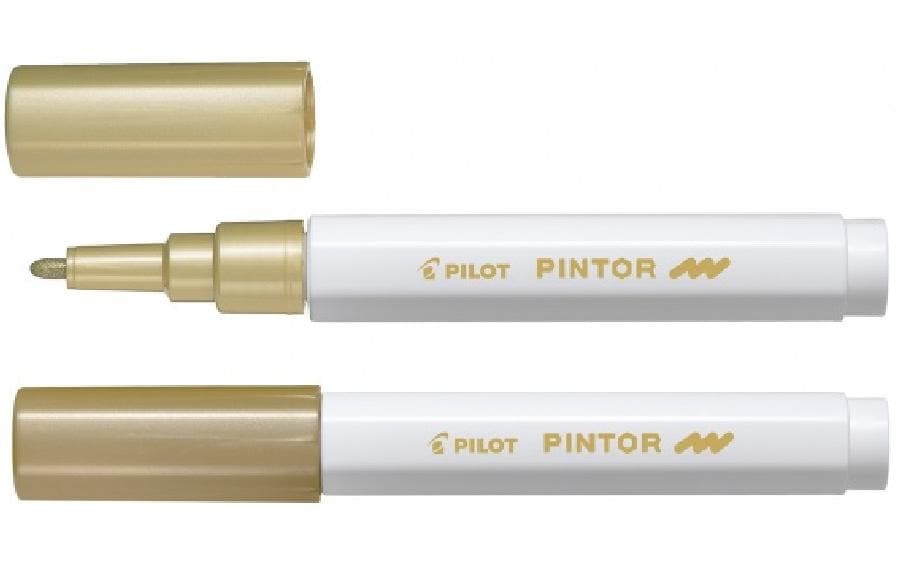 Pilot Pigment-Marker Pintor – Rundspitze 0,9-1,5 mm – Metallic Gold – Deckend