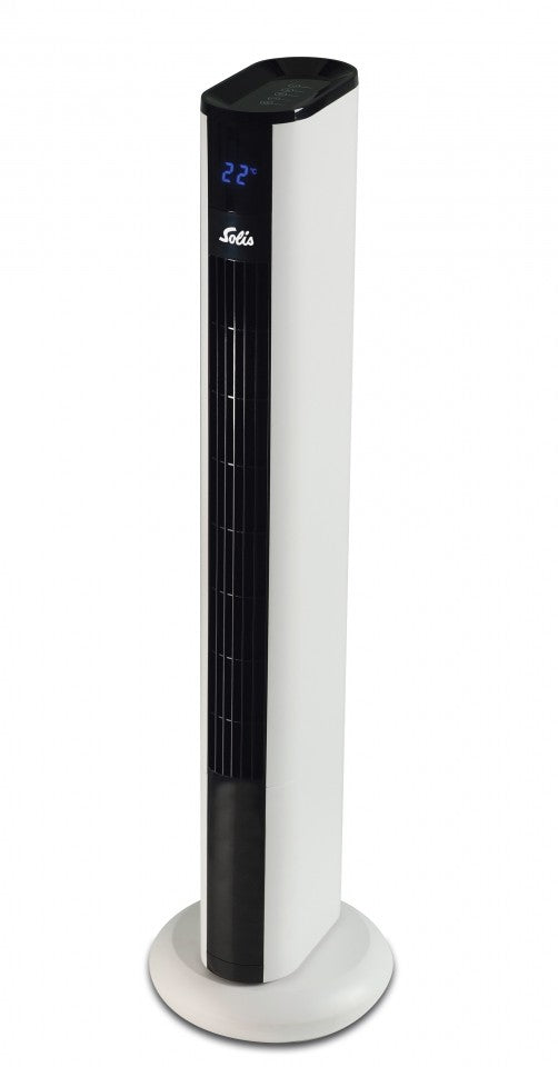 Solis Turmventilator Easy Breezy – 50 W, 3 Stufen, oszillierend, Timer, Fernbedienung, 44,8 dB(A), Weiss