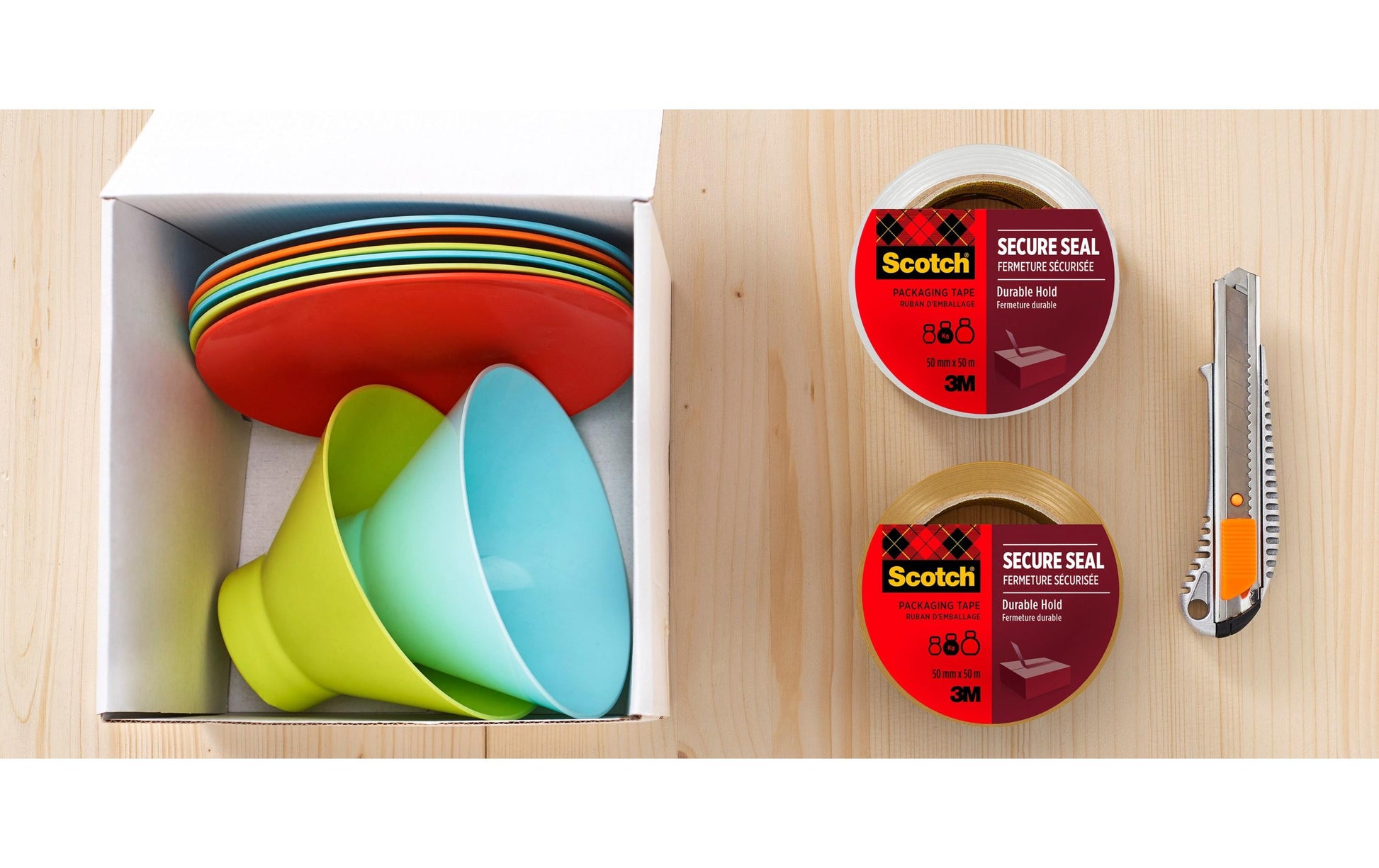Scotch Verpackungsbandabroller – für Verpackungsband bis 50 mm, inkl. 2 Rollen