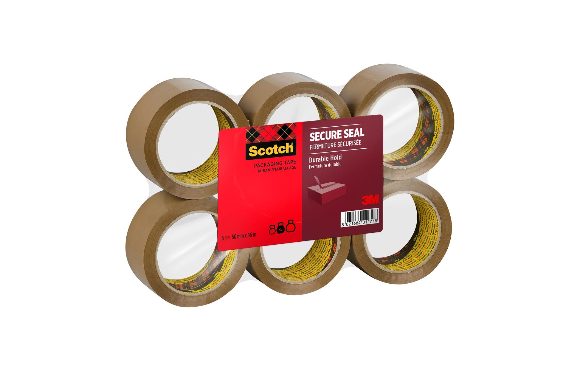 Scotch Verpackungsklebeband, braun, ablösbar – 50 mm × 66 m – 6 Rollen