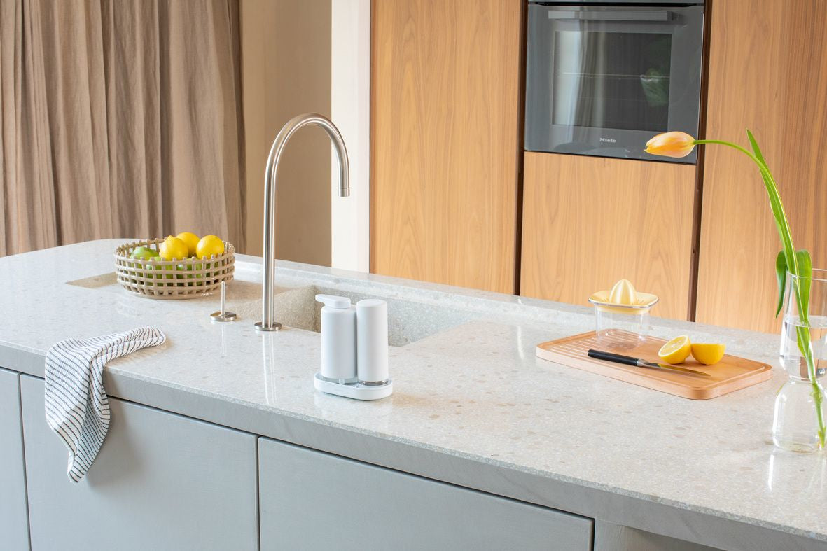 Brabantia Sink Style Seifenspender – Tisch, Metall, Weiss, 200 ml, 2er-Set