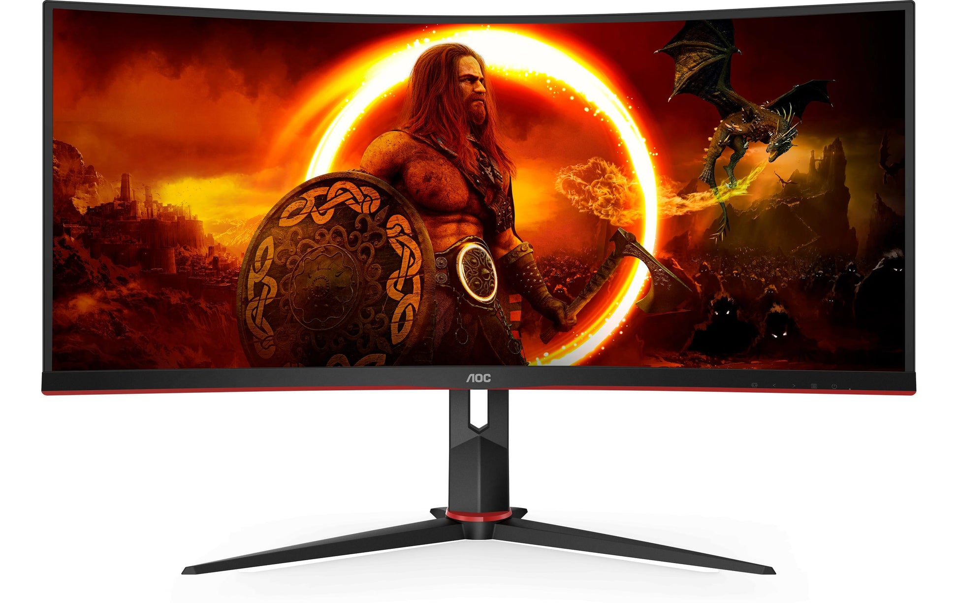 AOC CU34G2XP/BK – Monitor, 34" 3440 × 1440 (UWQHD), VA, 180 Hz, Gebogen, Adaptive Sync, VESA 100 × 100, Rot