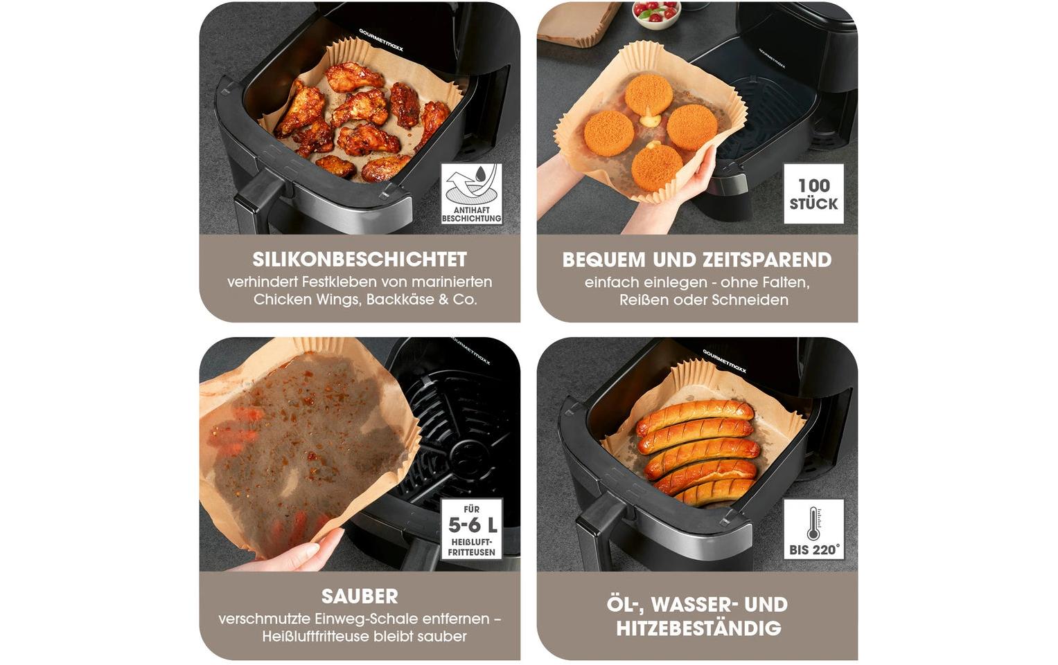 Gourmetmaxx Backpapier 20 × 20 × 4,5 cm, 100 Stk., Papier, Braun, Teflonbeschichtet