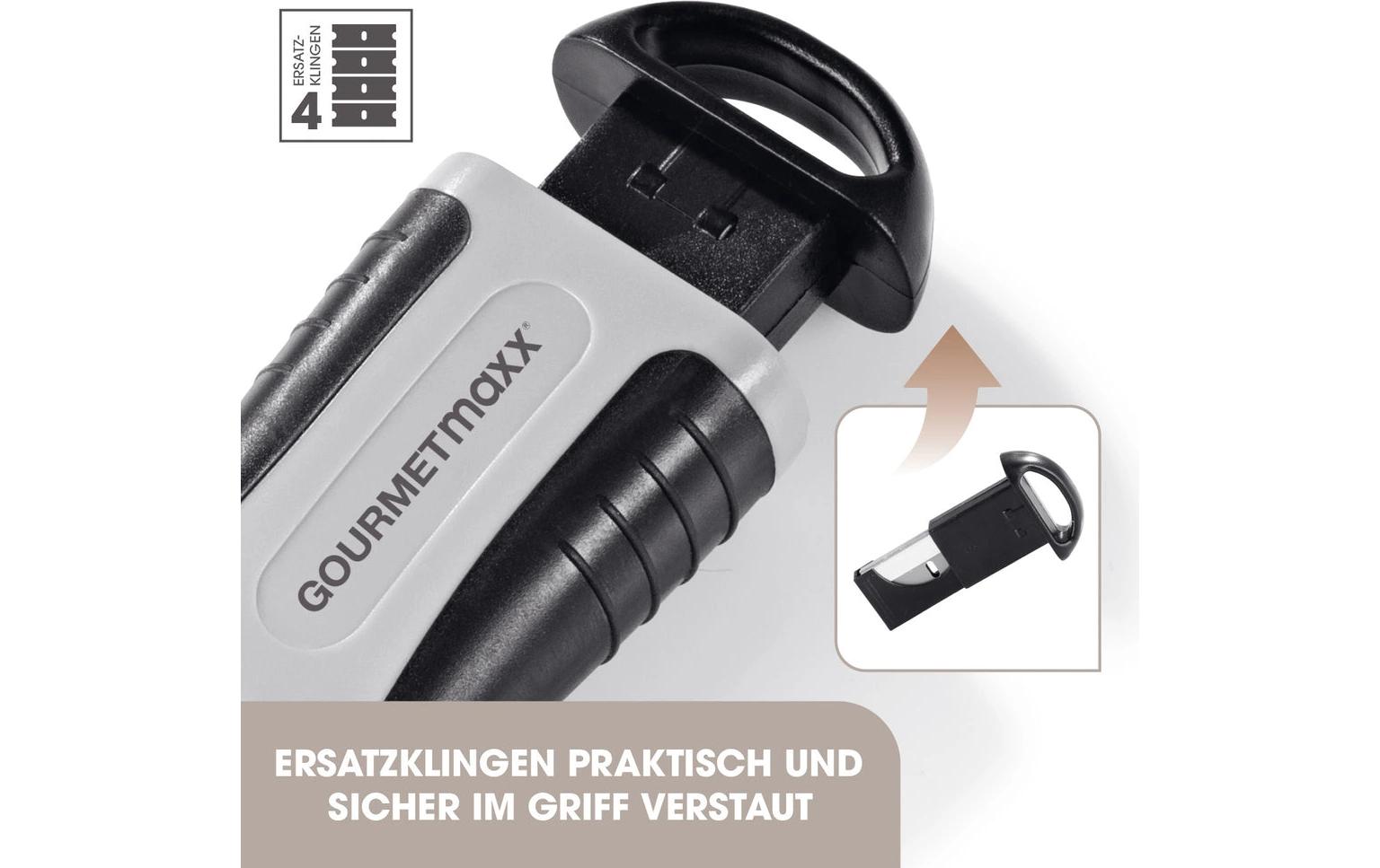 Gourmetmaxx Schaber 12442 – auswechselbare Klinge – 13,2 × 5,1 × 2,2 cm – grau – Stahl/Kunststoff