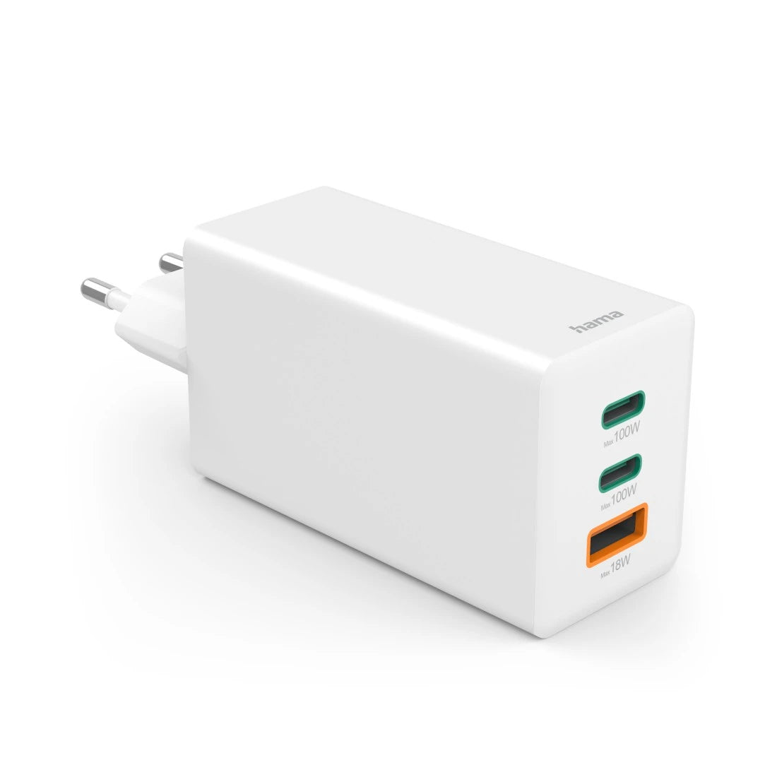 Hama Netzteil – 100 W, 2× USB-C + 1× USB-A, PD, QC 2.0/3.0, GaN – für Laptops, Smartphones, Tablets