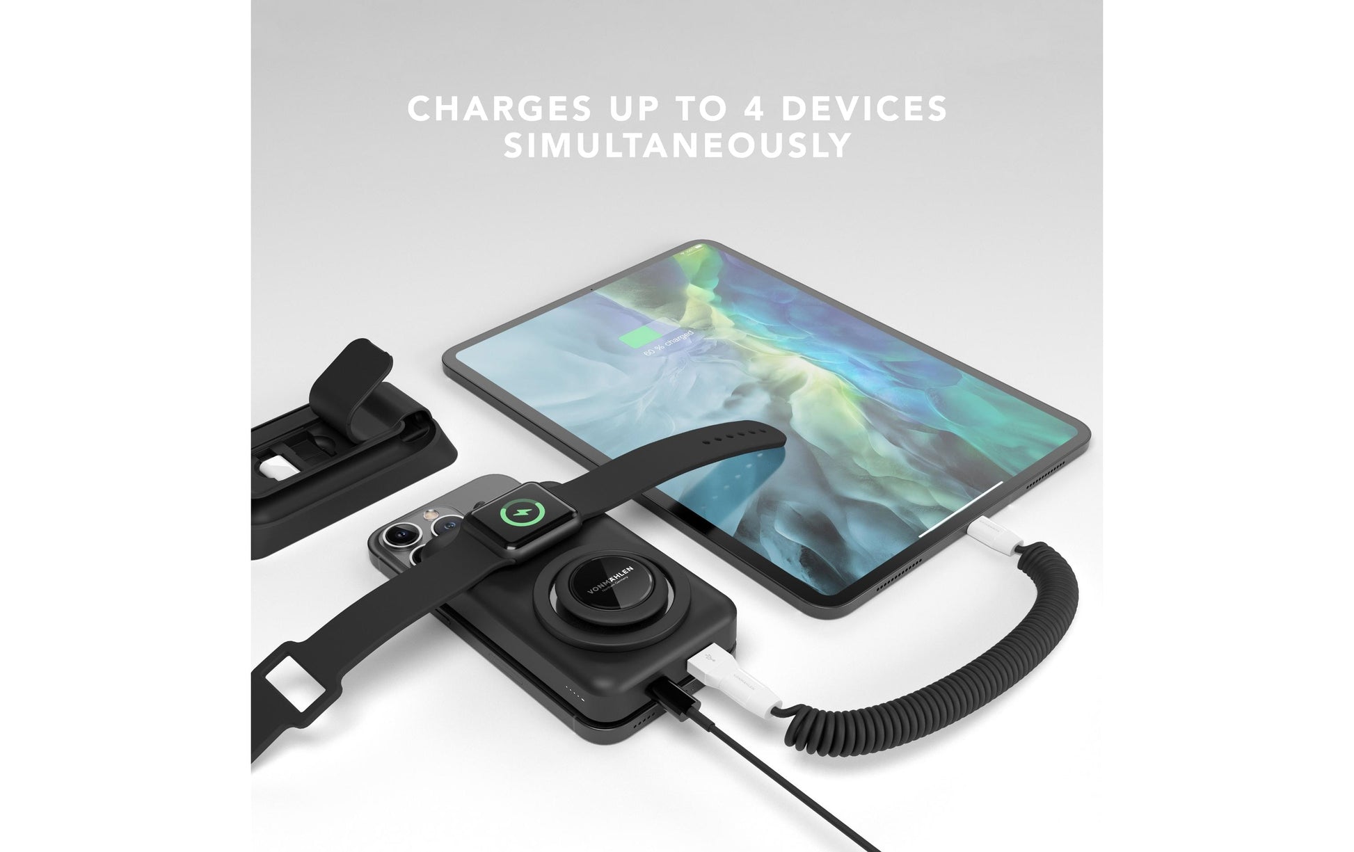 Vonmählen MagSafe Powerbank 10000 mAh, PD 20 W, 1× USB-C, 1× USB-A, MagSafe, für iPhone (MagSafe), Schwarz