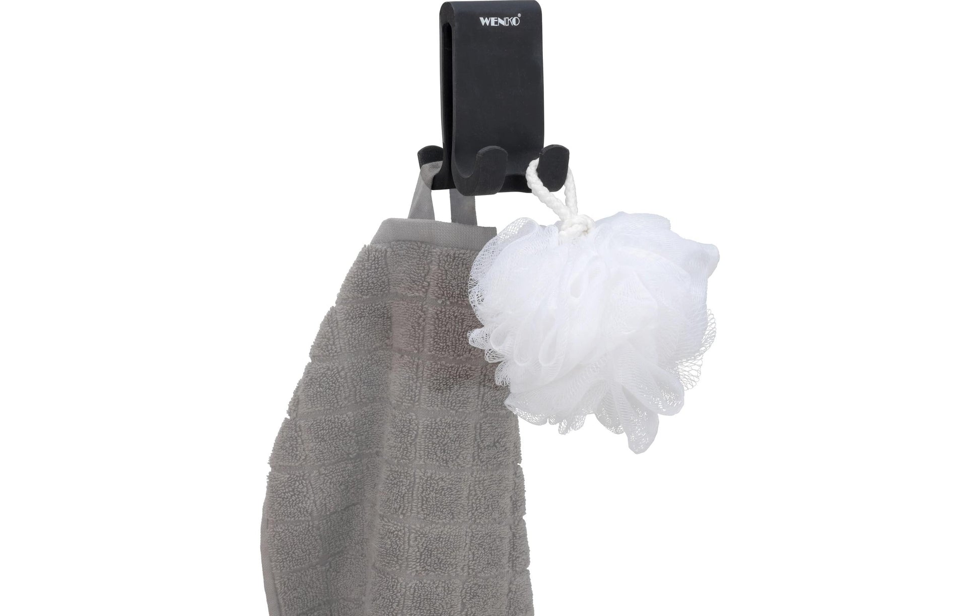 WENKO Haken Verna Duo – Silikon, 5×4,5×9,5 cm, Schwarz
