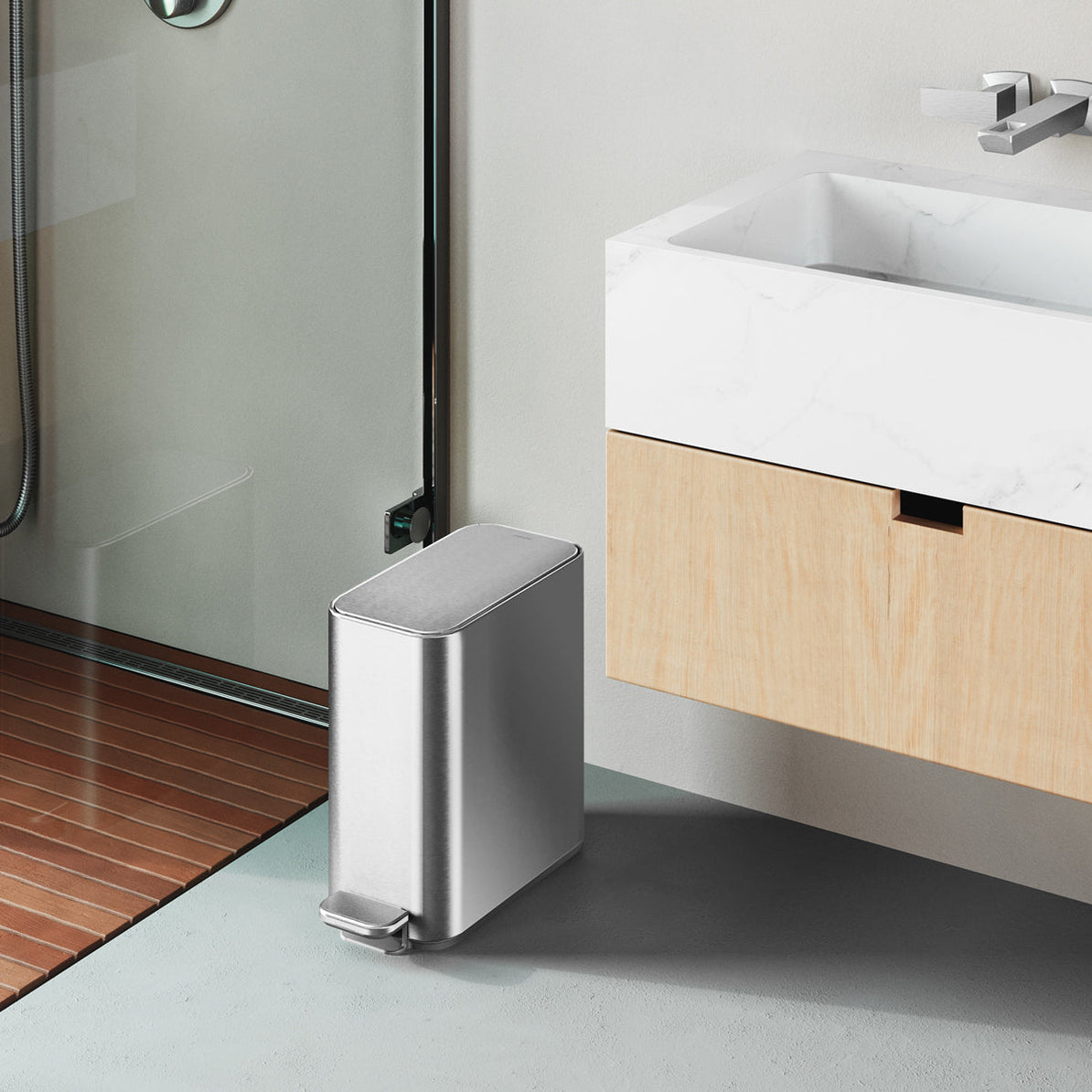 Simplehuman – Papierkorb – 5 l, mit Deckel – Edelstahl