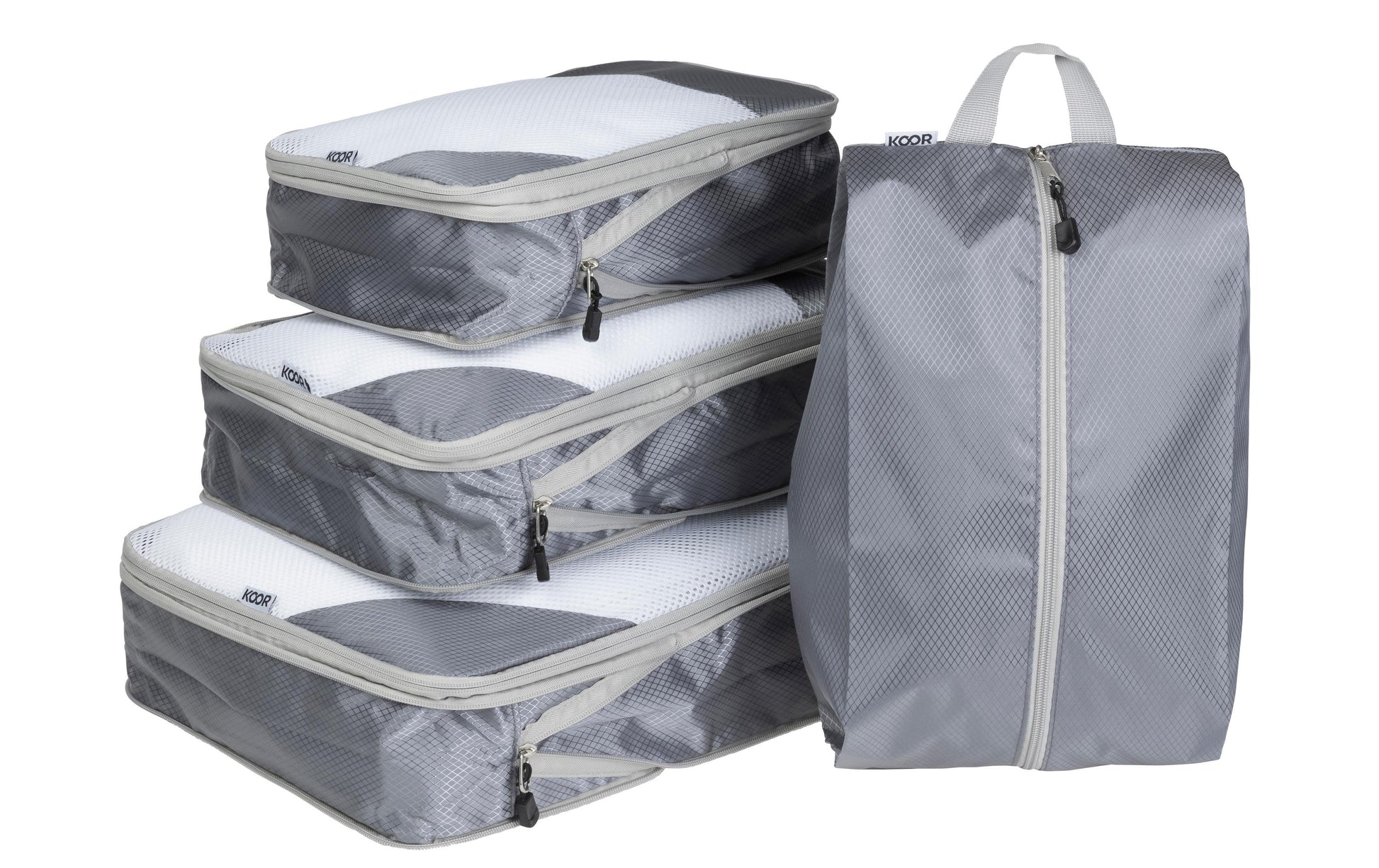 KOOR Packhilfen-Set – mit Reissverschluss, mit Tragegriff – 30 l – Grau, Polyester – 4-teilig