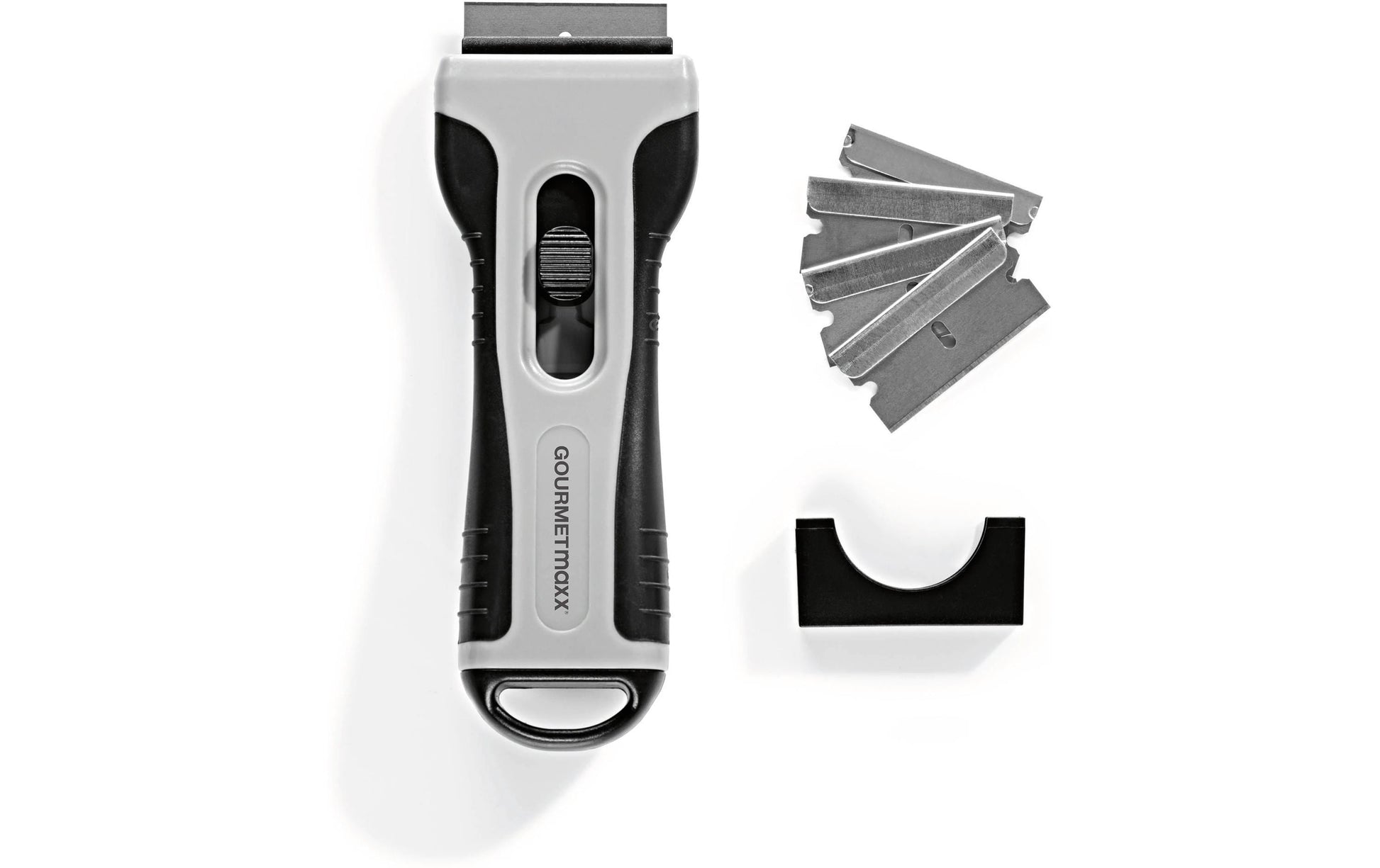 Gourmetmaxx Schaber 12442 – auswechselbare Klinge – 13,2 × 5,1 × 2,2 cm – grau – Stahl/Kunststoff