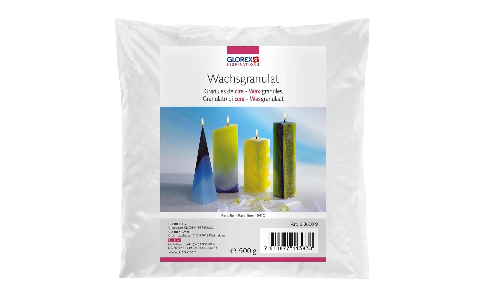 GLOREX Wachsgranulat, Weiss, 500 g, 1 Stk., 6 8600 9