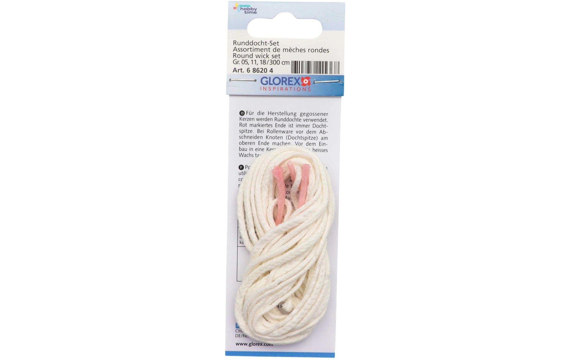 Glorex – Kerzendocht, rund, weiss, 1 m, 3 Stk.