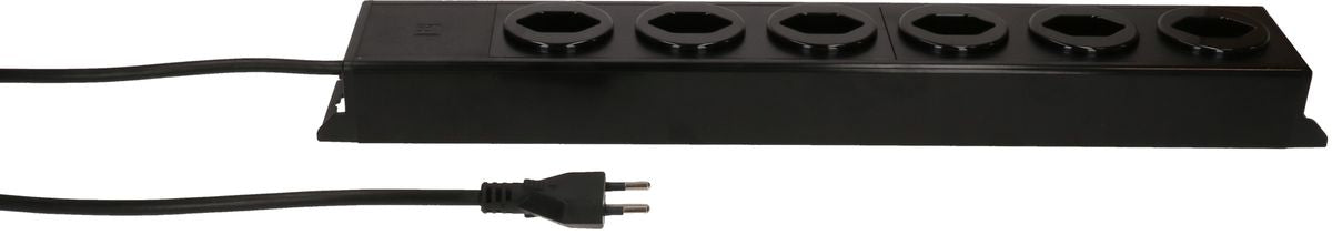 Max Hauri AG Max Hauri Steckdosenleiste, 6×T13, ohne Schalter, 1,5 m, Überstromschutz, Eingang T12 – schwarz