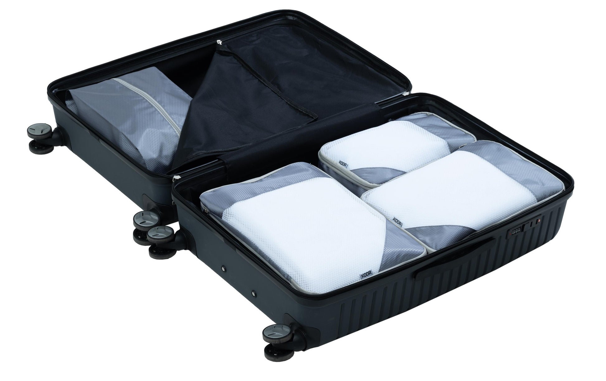KOOR Packhilfen-Set – mit Reissverschluss, mit Tragegriff – 30 l – Grau, Polyester – 4-teilig