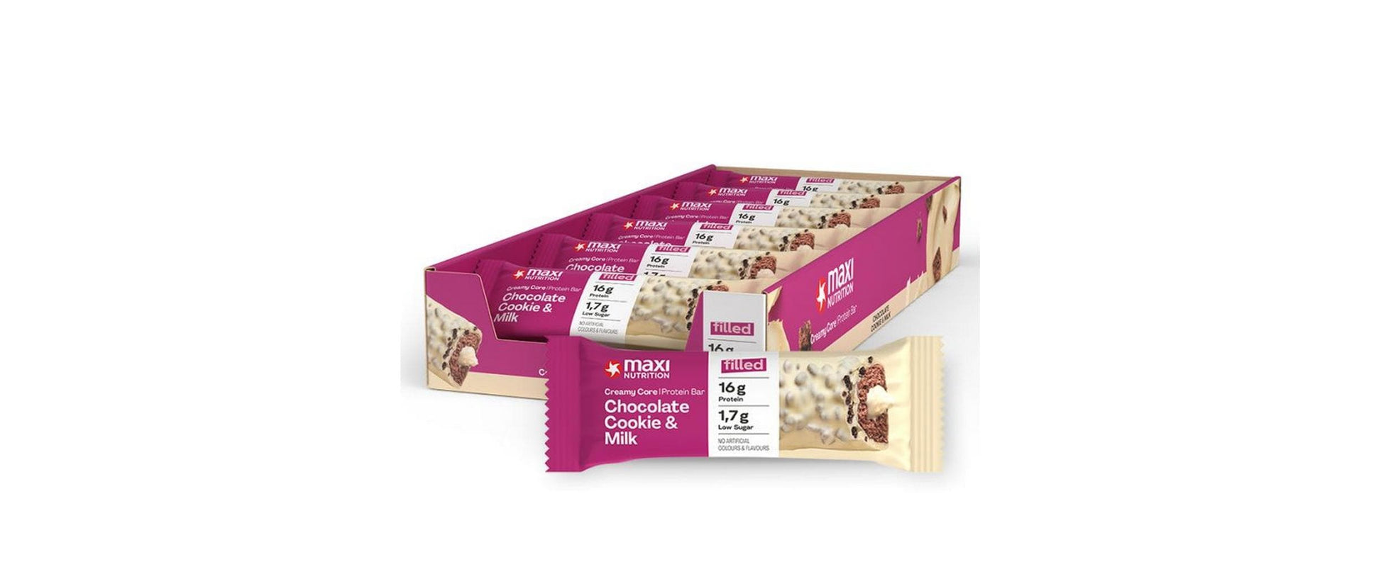Maxi Nutrition Creamy Core Protein-Riegel – Chocolate Cookie & Milk – 12 × 45 g