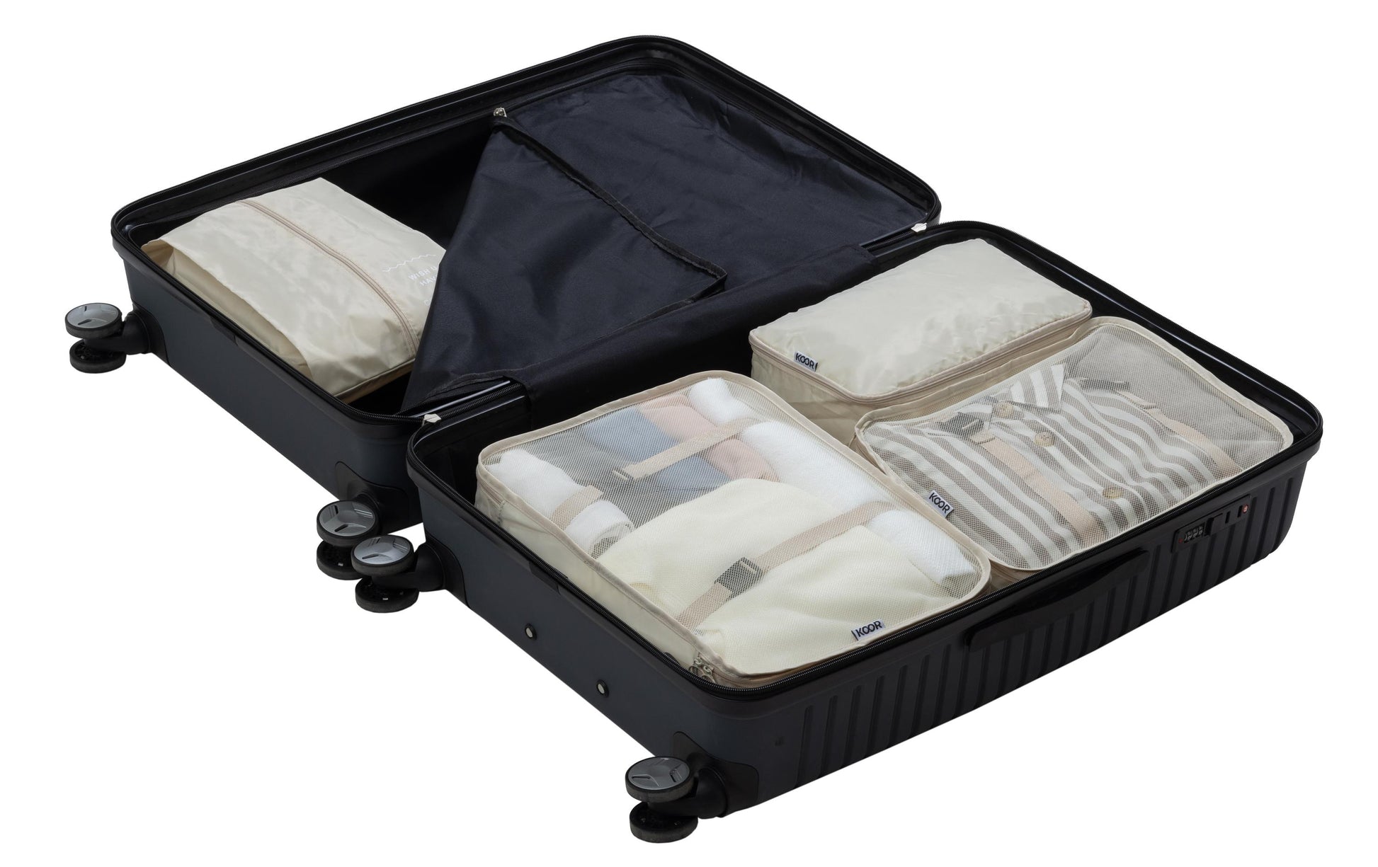 Koor Packhilfen-Set Reesa – 37 l – 40×30×12, 33×28×12, 28×20×12, 42×28×14 cm – beige