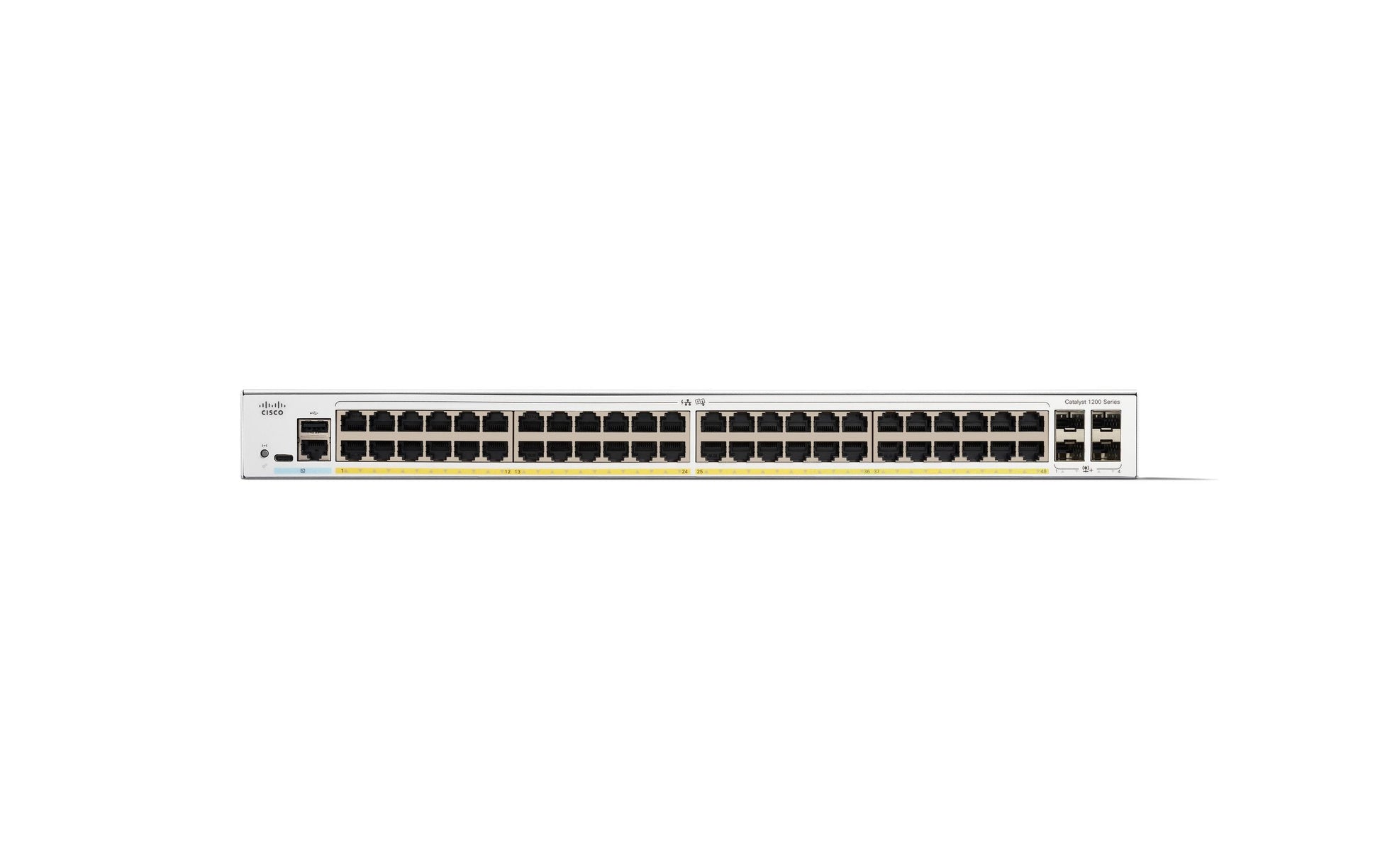 Cisco Catalyst 1200 48p GE 4x10G SFP+ – Managed Switch – 48×GbE, 4×10G SFP+, L2/L3