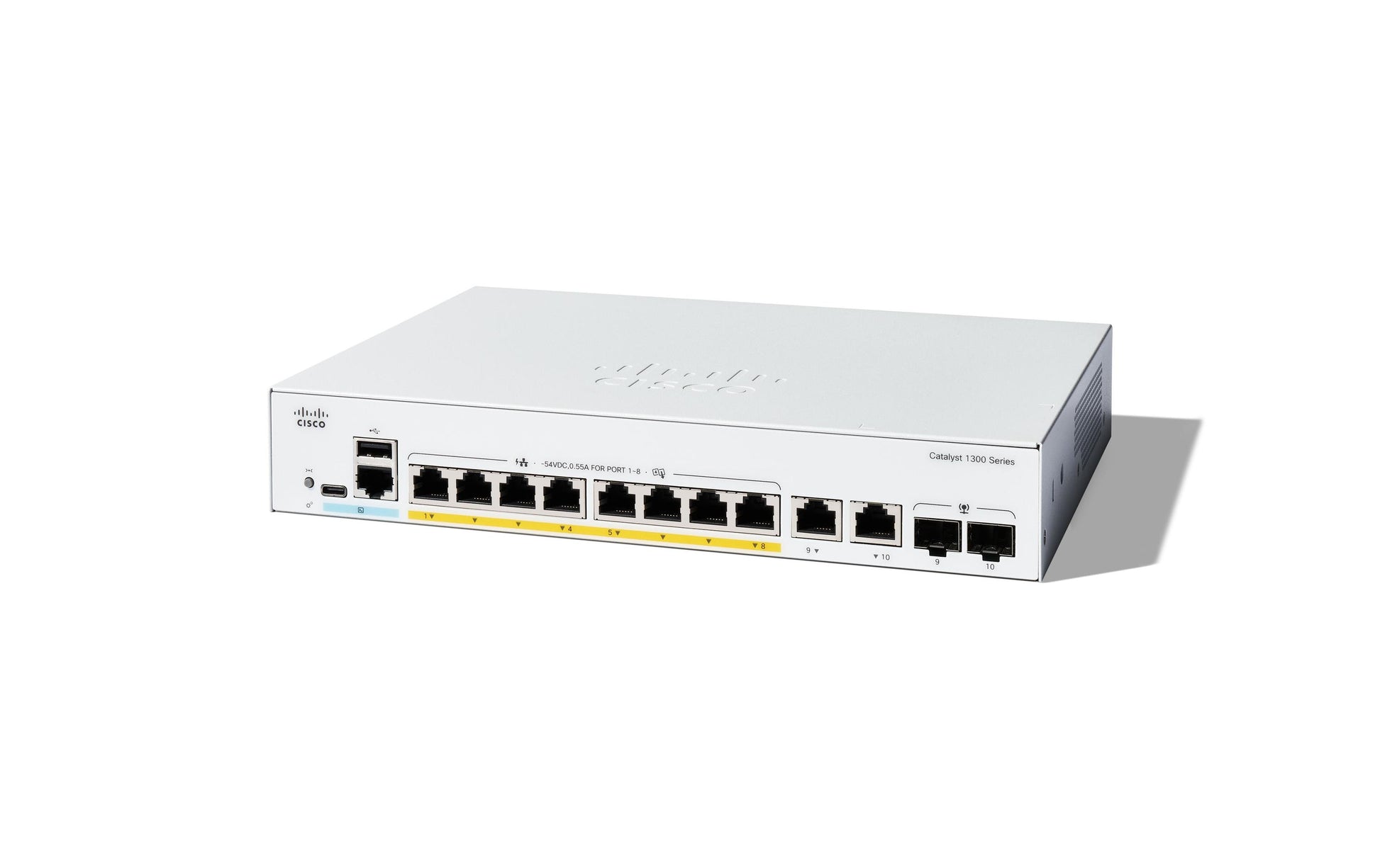 Cisco Catalyst 1300 – Managed Switch – 8×GbE, 2×SFP, L2, PoE+ 60 W, 19" Rack