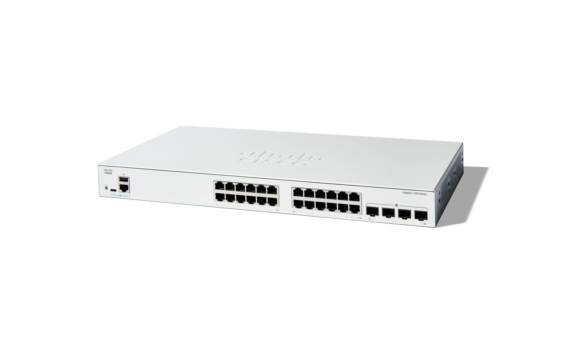 Cisco Catalyst 1300 – Managed L2/L3 Switch – 24× 1G, 4× 1G SFP, PoE+, PoE-Budget 195 W, 19", 1U