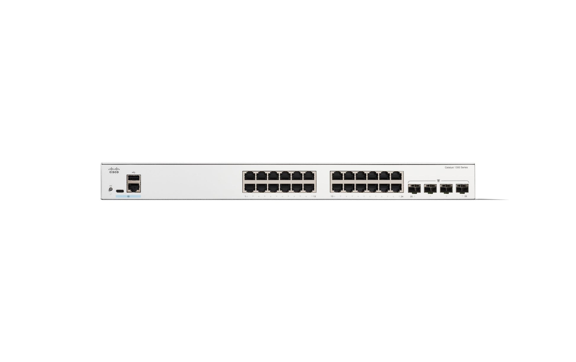 Cisco Catalyst 1300 – Managed L2/L3 Switch – 24× 1G, 4× 1G SFP, PoE+, PoE-Budget 195 W, 19", 1U